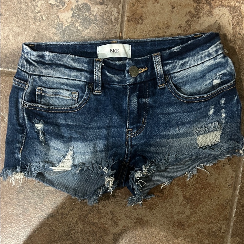 BKE Blue Distressed Denim Shorts